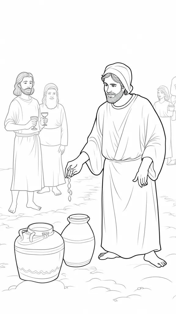 coloring pages jesus turns water into wine